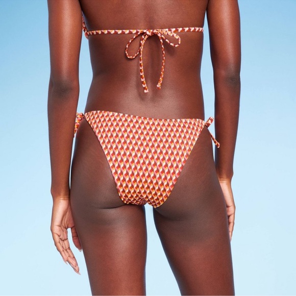 🧡Women's Ribbed Side-Tie Scoop Front High Leg Extra Cheeky Bikini Bottom only - Picture 14 of 16
